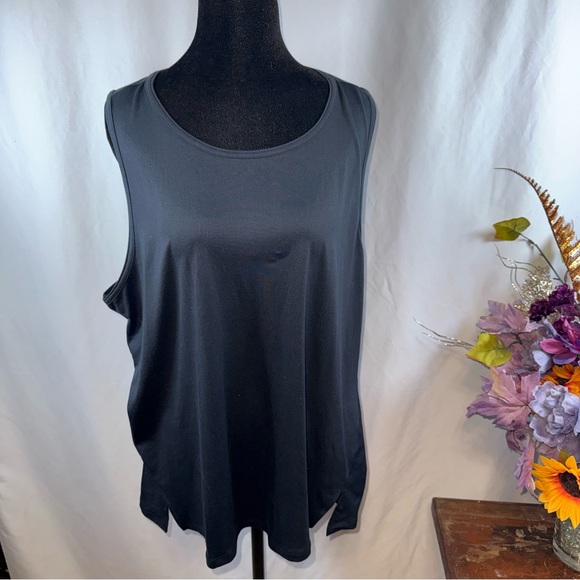 Freely Tops - Freely Black Crisscross Back Tank Top Sleeveless Flowy Stretch 1X